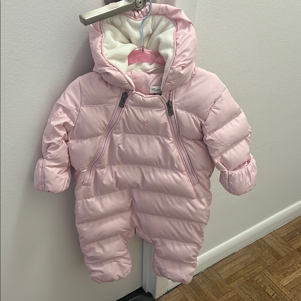 Ralph Lauren Pink Hooded Baby Snowsuit Size 3 Months